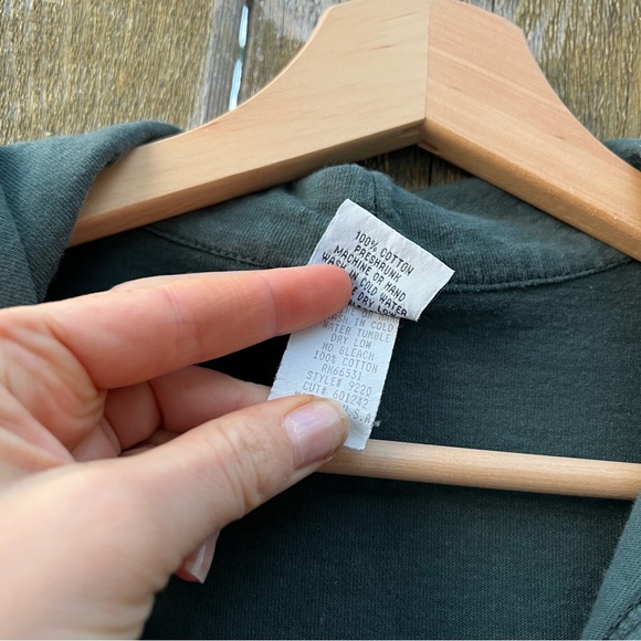 Vintage Dusty Teal Cotton Long-sleeve Shirt Dress 🌿 - Picture 9 of 10